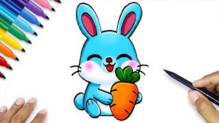 how draw rabbit face carrot