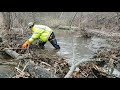 Removing Log Jam Caused By Fallen Tree