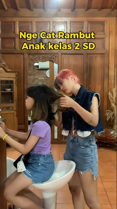 Cat Rambut anak kelas 2SD yg jago Bahasa Korea 😱 #haircolor #catrambut #korea #pinkhair #salonviral