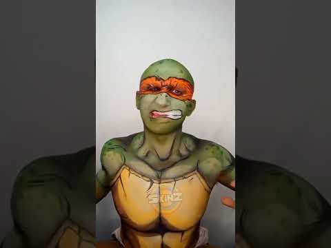 Teenage Mutant Ninja Turtle Theme Song | Body Painting Cosplay Edition #shorts