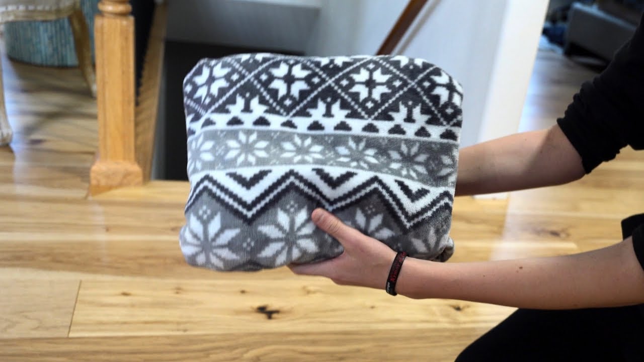 how to fold blanket into pillow