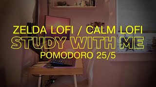 1-HOUR STUDY WITH ME | Zelda LoFi / Calm | Pomodoro 25/5 with countdown + alarm