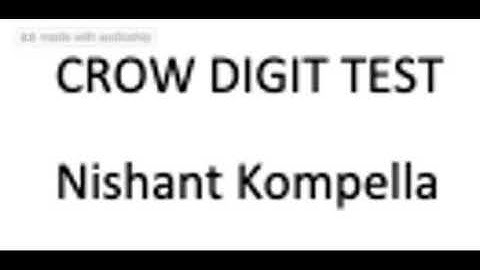 Memory Span - Magic Number - Crow Digit Test
