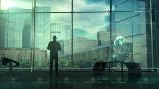 The businessman stands with his back in front of the viewer, 3D render.