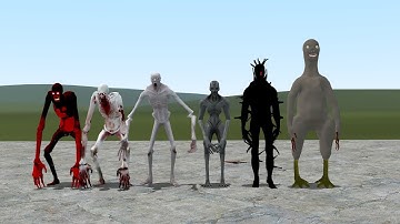 SCP-096 VS SCP-966 VS SCP-2125 VS SCP-3199!!! Garrys Mod Sandbox