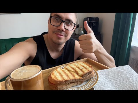 Мукбанг ♨️ На завтрак сэндвич с тунцом 🥪 и кофе ☕️ Обязательно попробуйте 👍