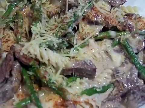 Beef Tenderlion & Asparagus Tips Mozzarella Cream Sauce 3/4 Chef John The Ghetto Gourmet