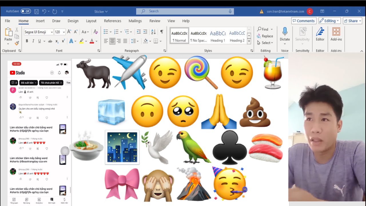 Làm sticker trâu, máy bay, mặt cười, kẹo, sinh tố… chim bồ câu, cái nơ ...