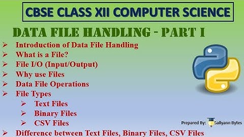 Introduction to Data File Handling in Python | Data File Handling (Part 1) | CBSE Class 12 CS