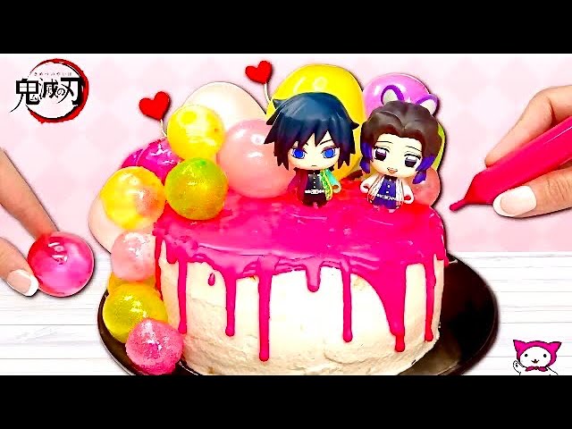 しのぶと義勇 愛のケーキ 鬼滅の刃 ぎゆしのアニメキャラ料理をヲタ活女子が作ってみた キャラ弁柱が技で手作り Demon Slayer Cake Youtube