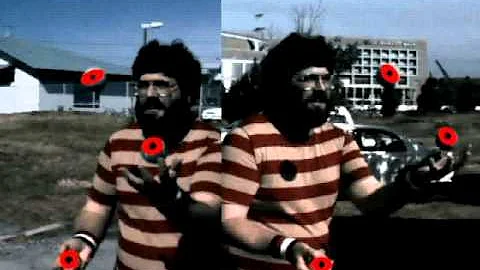 Slo-mo juggling (devil sticks and 3 balls)