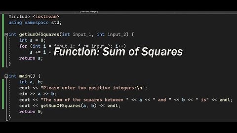 C++ Function: Sum of Squares