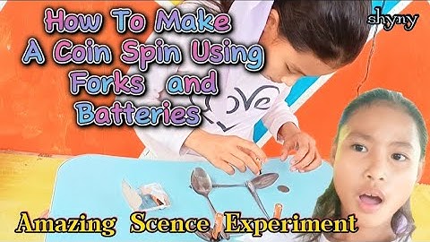 How to make a coin spin using forks and batteries #Amazingcscenceexperiment