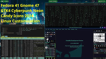 Fedora 41 Gnome 47 GTK4 Cyberpunk Neon Candy Icons 2024 Linux Customization