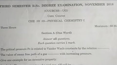 Calicut University 3rd semester chemistry question paper#exam #semester#chemistry#university #note