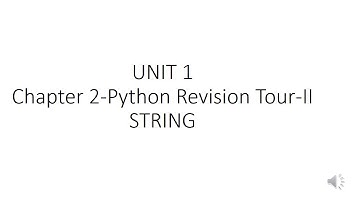 String Python Revision Tour 2  Unit 1