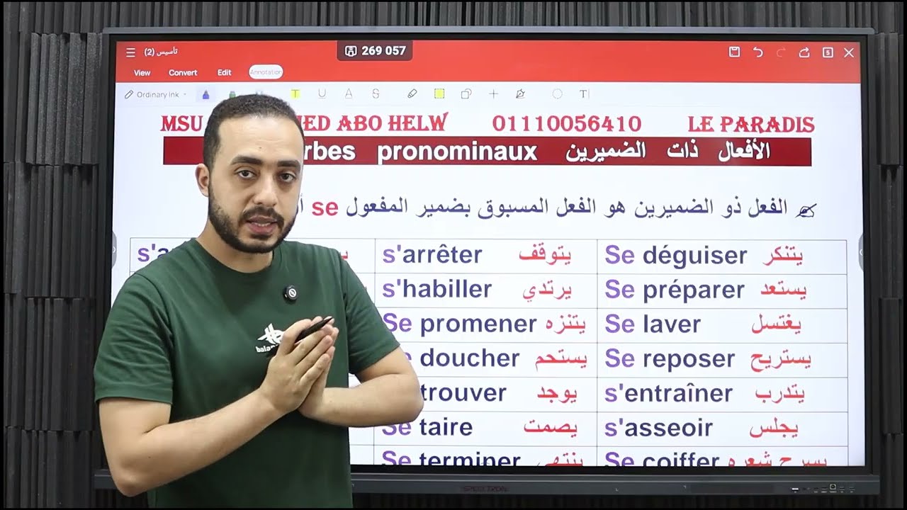 الفعل ذو الضميرين في المضارع.. Le verbe ) pronominal )  مسيو محمد أبو حلو..