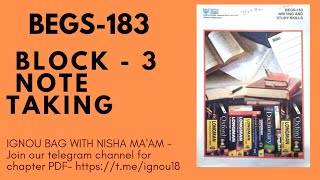 BEGS-183 | Block -3 | Note taking | Writing and study skills | #ignoubagwithnisha