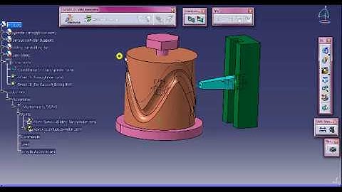 Barrel cam and follower mechanism  in catia (Cylindrical Cam)