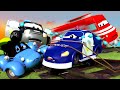 Tied to the TRAIN Tracks - The Car Patrol in Car City Police Car & Fire Truck Video for Kids