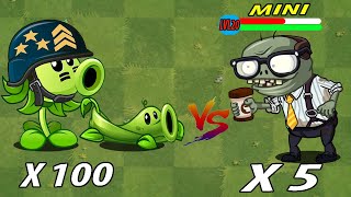 PVZ 2 Challenge - 100 Plants Max Level Vs Mini Gargantuar Zombie Level 20