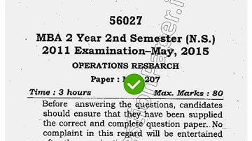 2015 Mdu MBA 2nd Sem Operation Research Question Paper