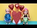 Valentine's day 2020 ! Elsa and Anna toddlers - cards - hearts - Barbie is the teacher - school