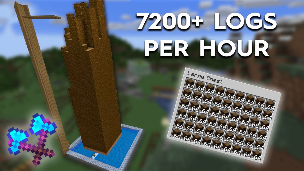 Minecraft Wood Farming Mine 7200 Wood Logs Per Hour Easy Build 1 16 1 15 Youtube