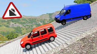 MERDİVENDEN TİCARİ ARABALARI ATTIM // Cars vs Stairs (Long Stairs) // ABSÜRT DENEY // BeamNG.drive