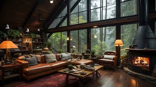 Relaxing Jazz Instrumental Music for Reduces Stress  Cozy Attic Cabin Ambience & Rain Sounds