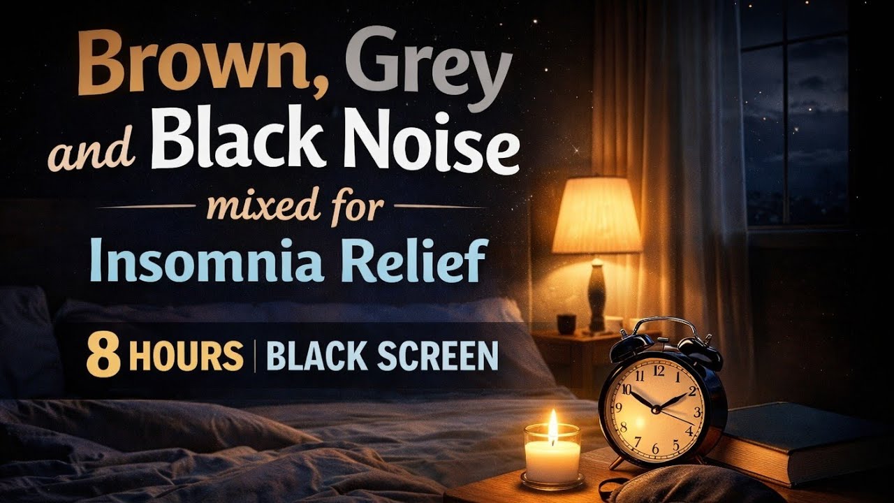 Brown, Grey and Black Noise mixed for Insomnia Relief (8 Hours Black Screen)
