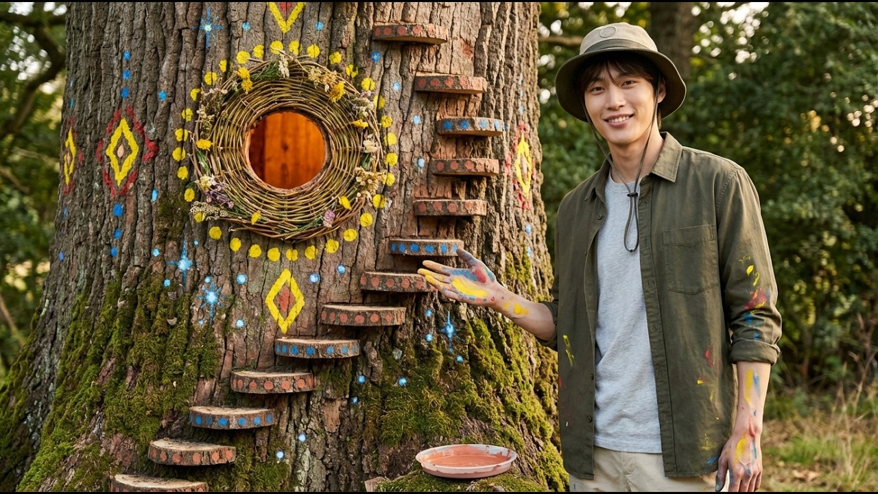 Building a Colorful Multi-Room Villa Inside a Giant Tree for a Homeless Squirrel After Logging