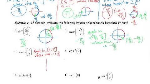 Notes 6.6 Examples 3 and 4 - Evaluate Inverse Trig Functions by Hand
