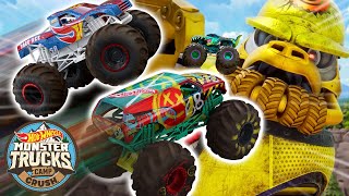 Can the Hot Wheels Monster Trucks Take Down Crushzilla?! 🤯💥 - Monster Truck Videos for Kids
