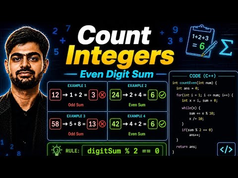 LeetCode 2180 | Count Integers With Even Digit Sum | C++ Solution