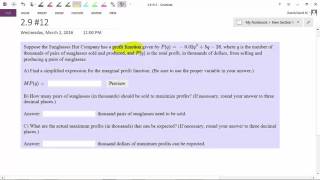 MAT212 Marginal profit maximization