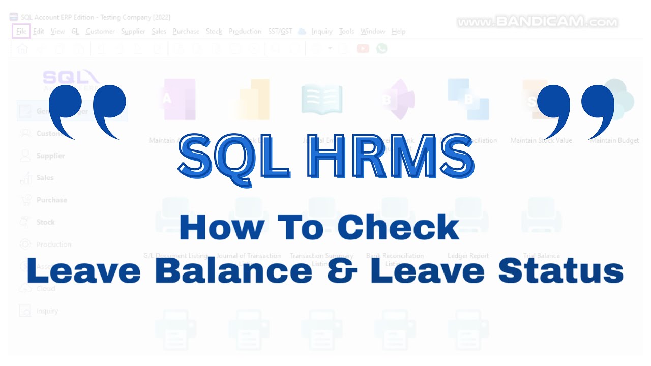 【📚SQL 学堂 • SQL HRMS How To Check Leave Balance & Leave Status】 - YouTube