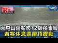 大屯山測站吹12級強陣風 遊客休息區屋頂震動｜TVBS新聞 @TVBSNEWS01