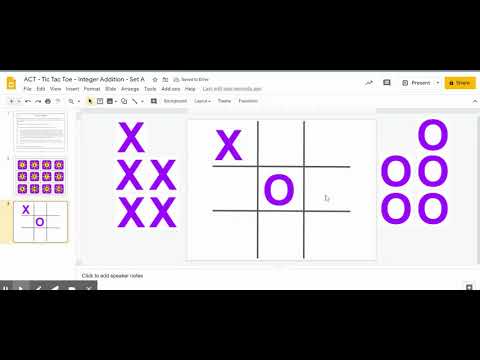 Google Slides Tic Tac Toe Activity Master 