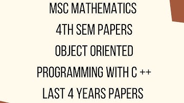 Mdu Msc Mathematics last years paper|Object Oriented programming  with c++ #mdupapers