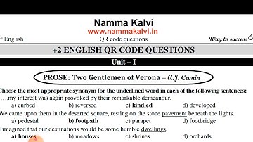 12th English unit 1to6 QR code scan one mark question and answer