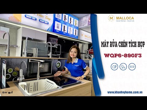Chậu rửa tự động, máy rửa chén tích hợp chậu Malloca WQP6-890F3