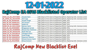 12-01-2022 RAjComp EA 0516 And 2898 Aadhaar Blacklisted Operator List  | Invalid Operator Supervisor