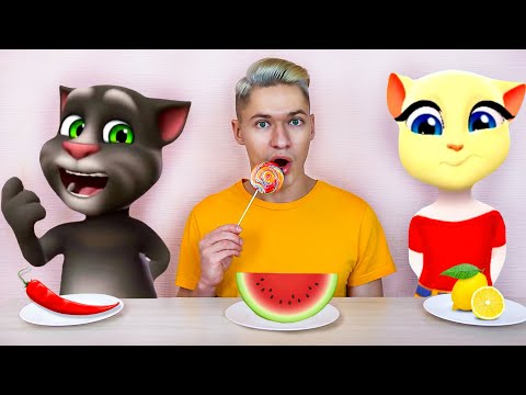 Talking Tom and Talking Angela in Real Life - Mukbang Food Challenge