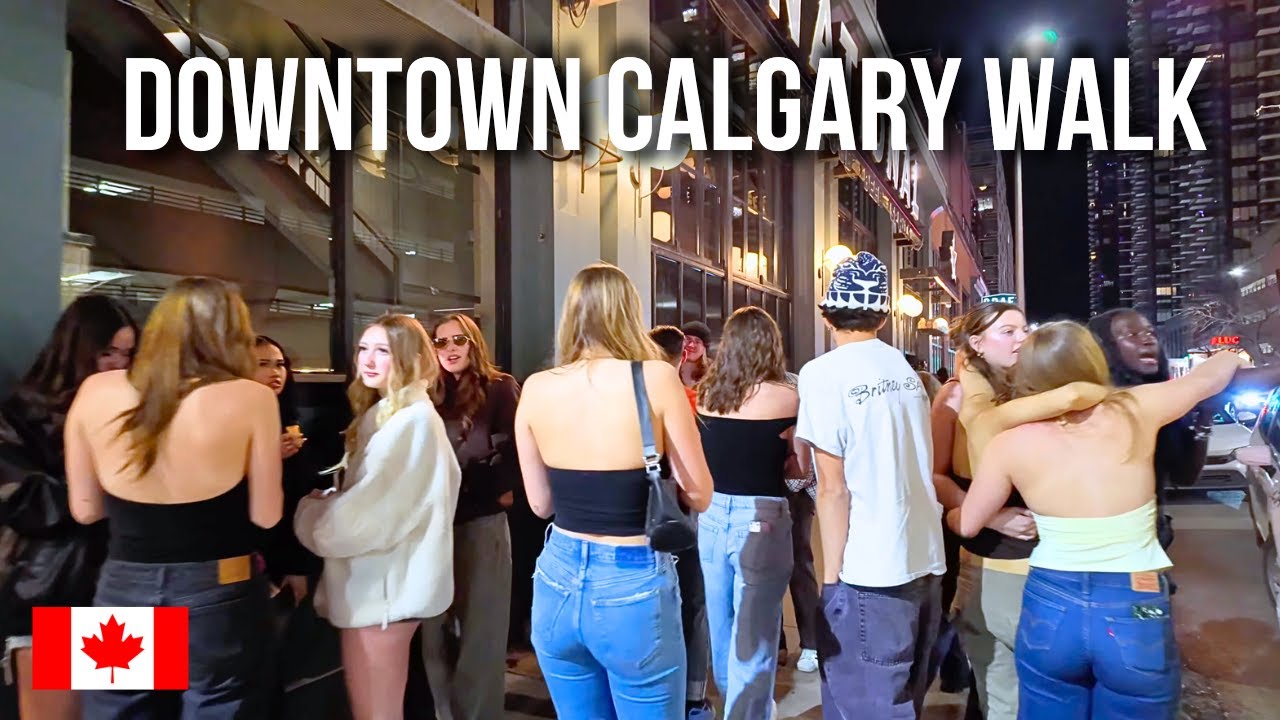 Downtown Calgary Night Walk ❄️ Busy Friday Night on 10th Ave | Canada 4K 🇨🇦