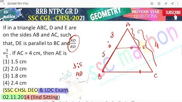 If in a triangle ABC, D and E aren the sides AB and AC, suchthat, DE is parallel to BC and AD/BD