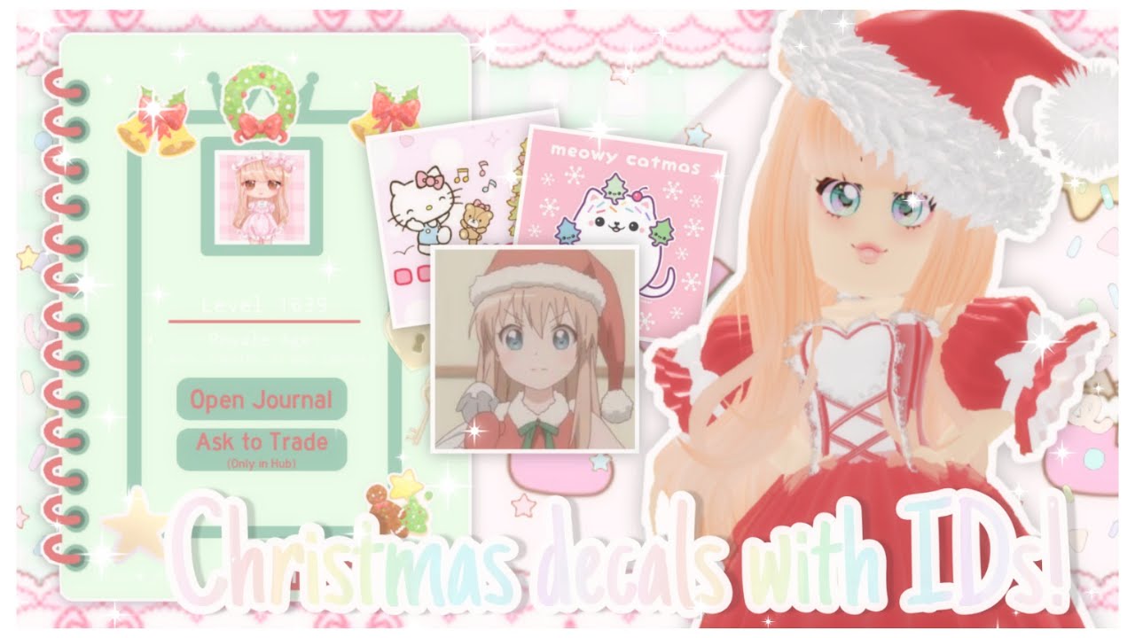 ꒰ 🎄 15 kawaii christmas decals with IDs for your Royale High
