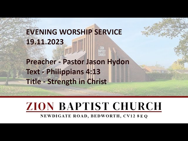 19.11.2023 Evening Worship - Pastor Jason Hydon