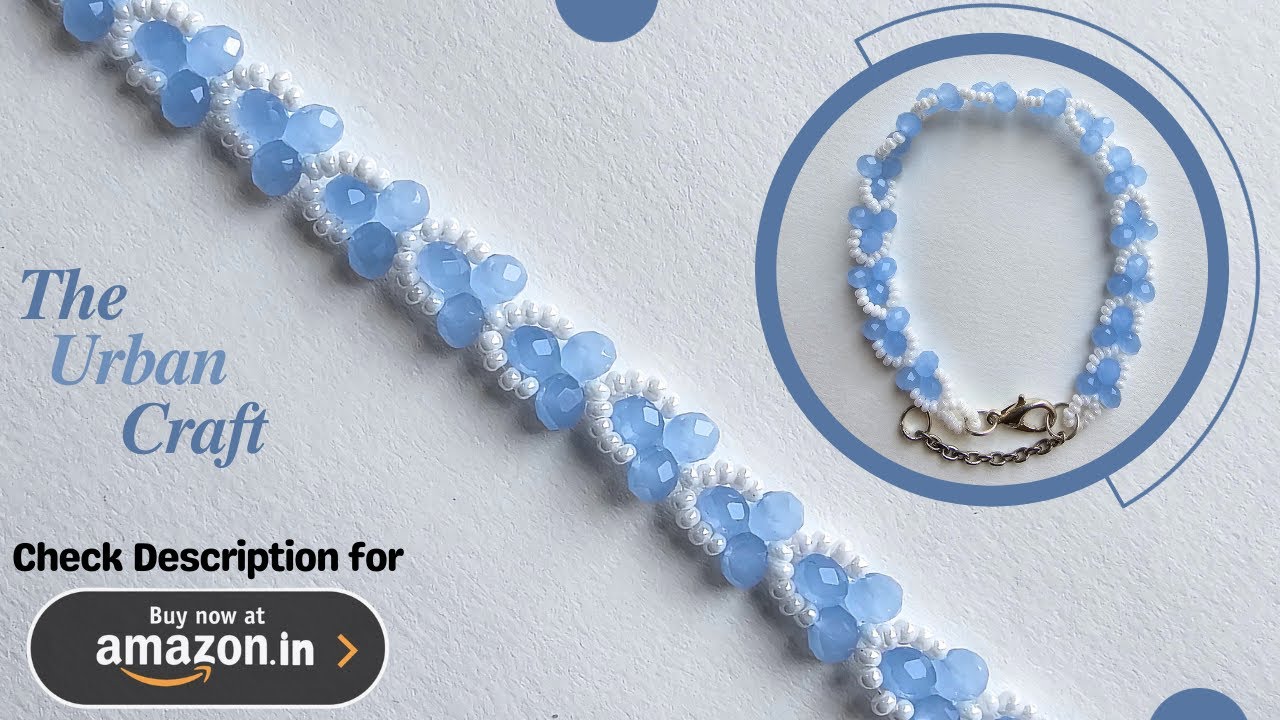 DIY How to make a white and light blue crystal beaded bracelet | The ...