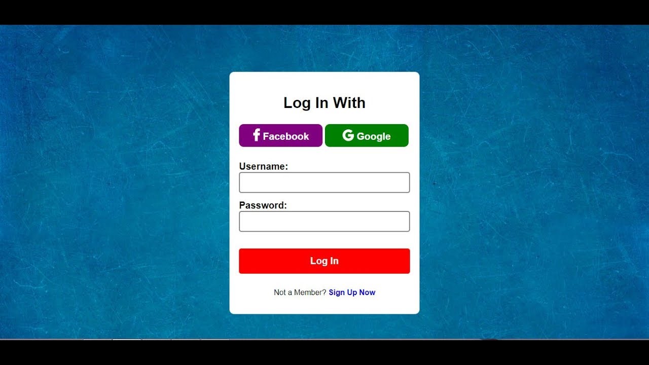 Responsive Login Form With Social Media Using Html And Css Youtube